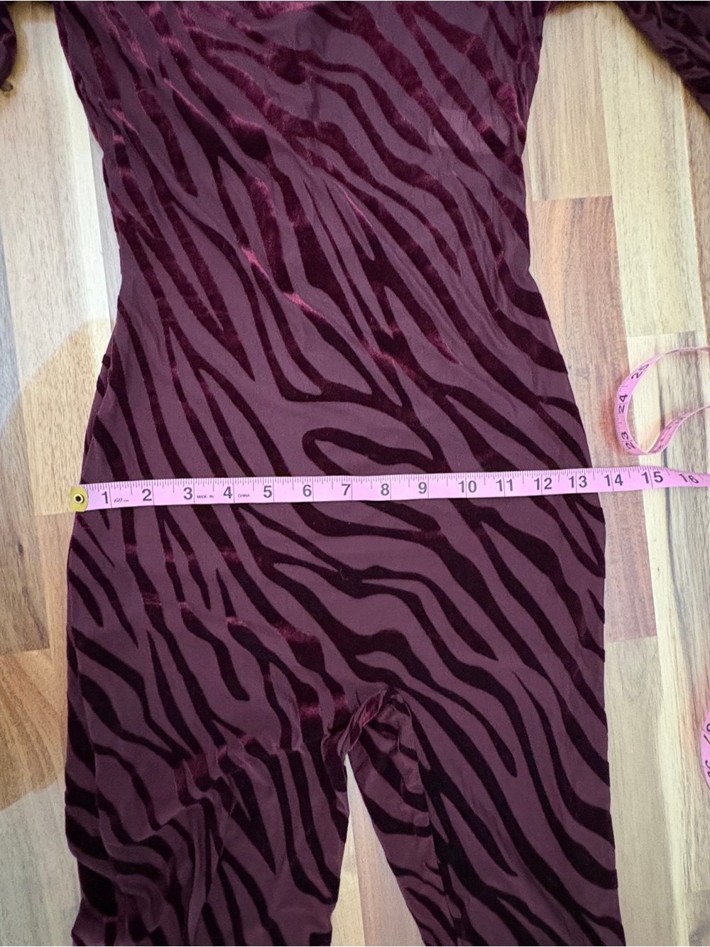 NWT Sz M Naked Wardrobe Burnout Closed Toe Jumpsuit Zebra in Dark Plum Burgundy - Picture 8 of 14